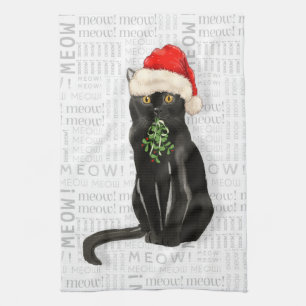 Paño De Cocina Un gato negro para Navidades guapos de mascotas