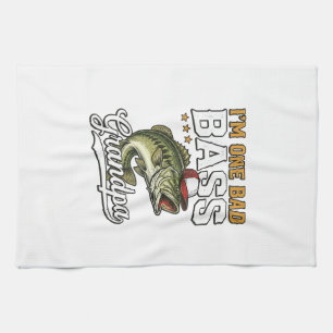 Paño De Cocina Un mal diseño vectorial vintage de pesca de lubina