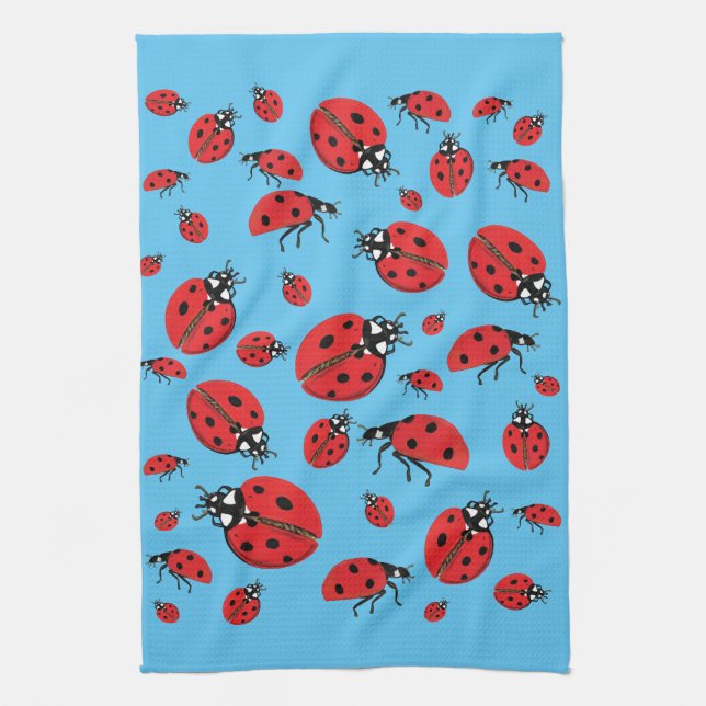 Paño De Cocina Un montón de patrones de suerte de Ladybugs (Vertical)