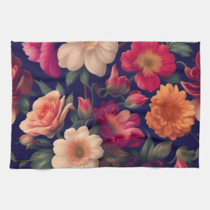 Paño De Cocina Un papel pintado con un patrón floral