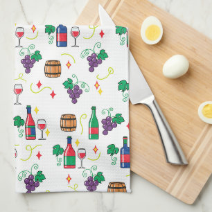 Paño De Cocina Un patrón colorido con tema de vino