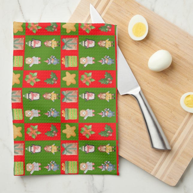 Paño De Cocina Un patrón con dibujos de Navidades (Doblado Cuarto)