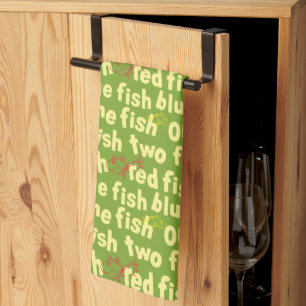 Paño De Cocina Un pez dos peces patrón de tipografía