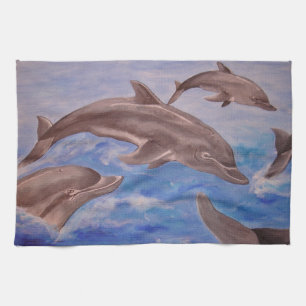 Paño De Cocina Un pote de delfines juguetones