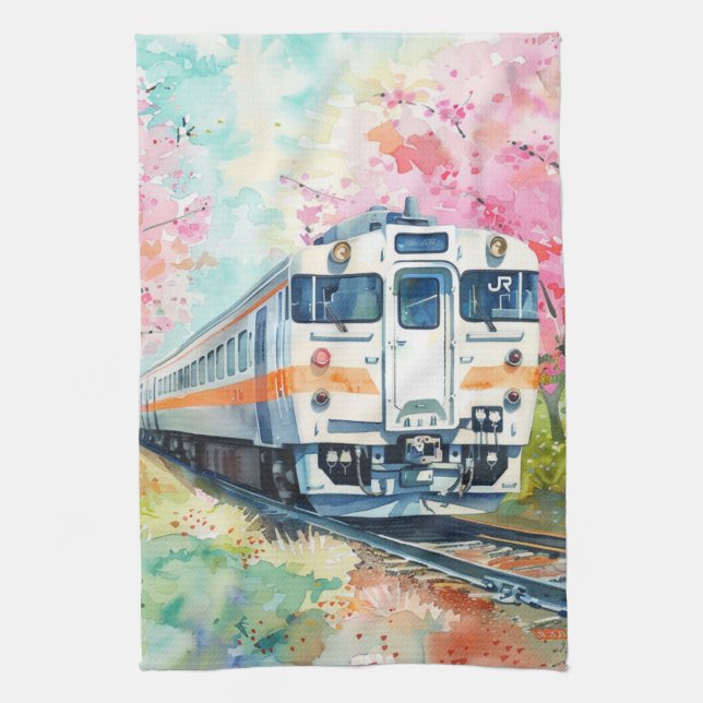 Paño De Cocina Un tren en primavera (Vertical)