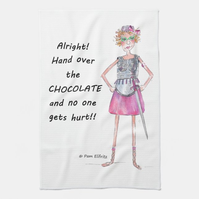 Paño De Cocina Una acuarela roja acorralada exige chocolate (Vertical)