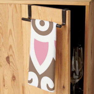 Paño De Cocina una flor rosa de fondo marrón