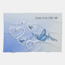 Paño De Cocina Una mariposa y corazones