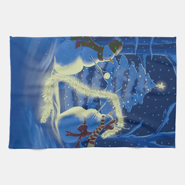 Paño De Cocina Una Navidad de muñeco de nieve (Horizontal)
