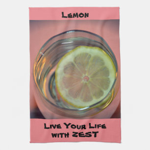 Paño De Cocina Una rebanada de vida de limón con el rosa zest
