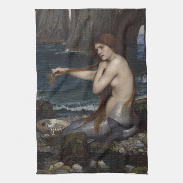 Paño De Cocina Una sirena de John William Waterhouse (Vertical)