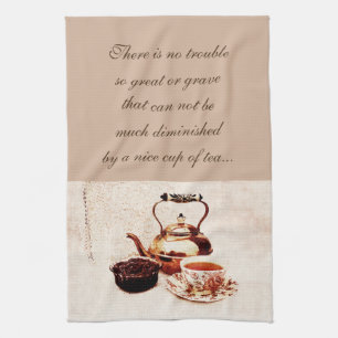 Paño De Cocina Una taza de té y de atasco con cita