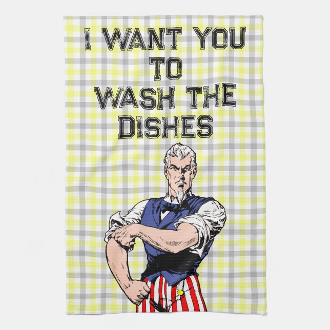 Paño De Cocina Uncle Sam Wants Your Dishes Towel (Vertical)