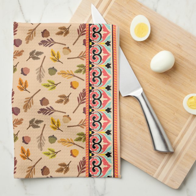 Paño De Cocina Unique combination autumn pattern Indien frame (Doblado Cuarto)