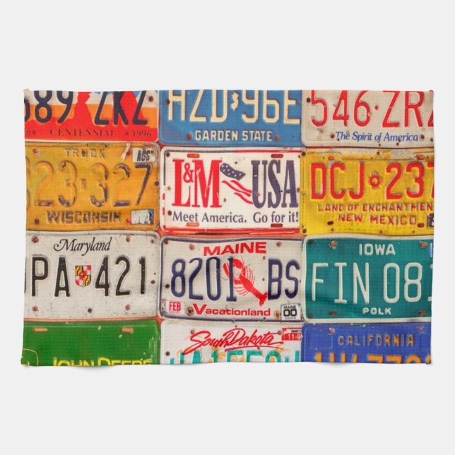 Paño De Cocina United States License Plates Art America (Horizontal)