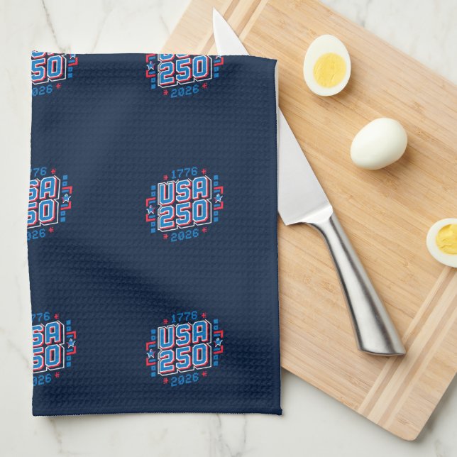 Paño De Cocina USA 250 - 1776 a 2026 Pixel Art (Doblado Cuarto)