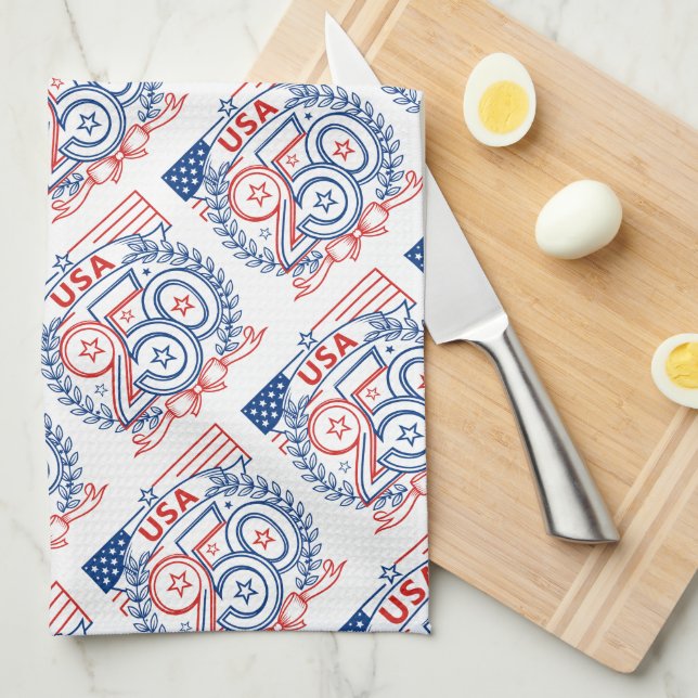 Paño De Cocina USA 250 Patriotic Anniversary Emblem Design (Doblado Cuarto)