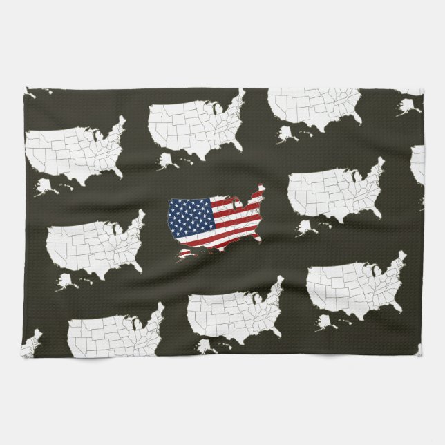 Paño De Cocina USA map with american flag (Horizontal)