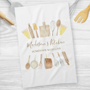 Paño De Cocina Utensilios de cocina personalizados de acuarela