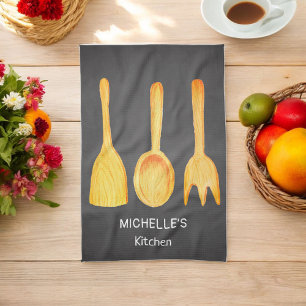 Paño De Cocina Utensilios de espátula de cuchara amarilla negra