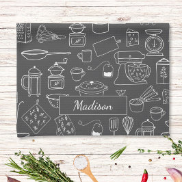 Paño De Cocina Utensilios modernos de cocina vintage Doodle suave