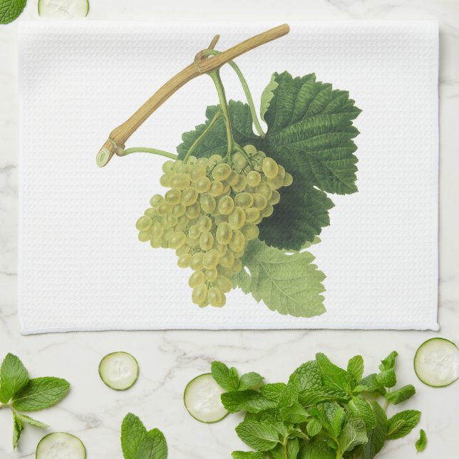 Paño De Cocina Uvas de vino blanco en el vino, fruta de la comida (Doblado)