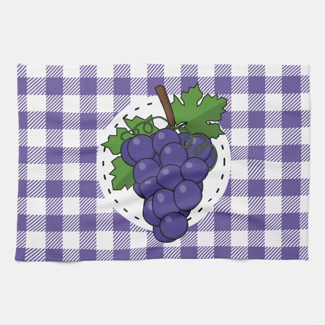 Paño De Cocina Uvas sobre la pasta de violeta blanca (Horizontal)