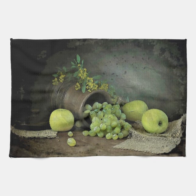 Paño De Cocina Uvas y Manzanas (Horizontal)