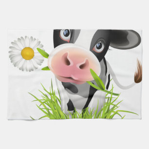 Paño De Cocina Vaca de Holstein en hierba
