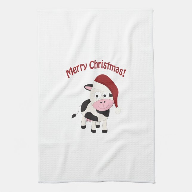 Paño De Cocina Vaca de las Felices Navidad (Vertical)