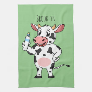 Paño De Cocina Vaca feliz con personalizado de biberón