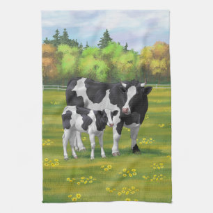 Paño De Cocina Vaca Holstein y ternera en salsa de verano