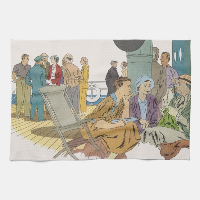 Paño De Cocina Vacaciones antiguas, barco de crucero de pasajeros (Horizontal)