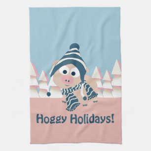 Paño De Cocina ¡Vacaciones de Hoggy! Cerdo de invierno