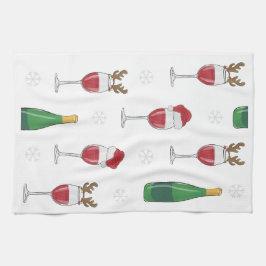 Paño De Cocina Vacaciones de Navidades de vino de Santa Reindee
