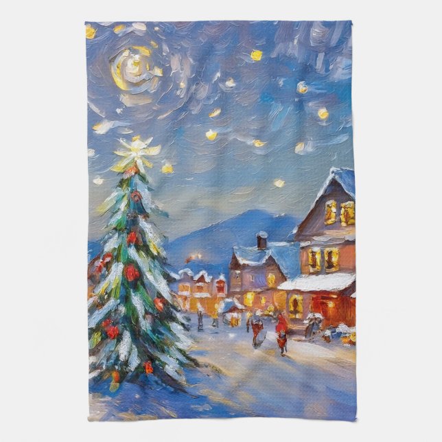 Paño De Cocina Vacaciones en Winter Village (Vertical)