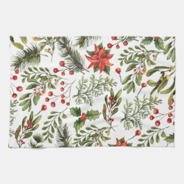 Paño De Cocina Vacaciones navidades Pine Red Berries