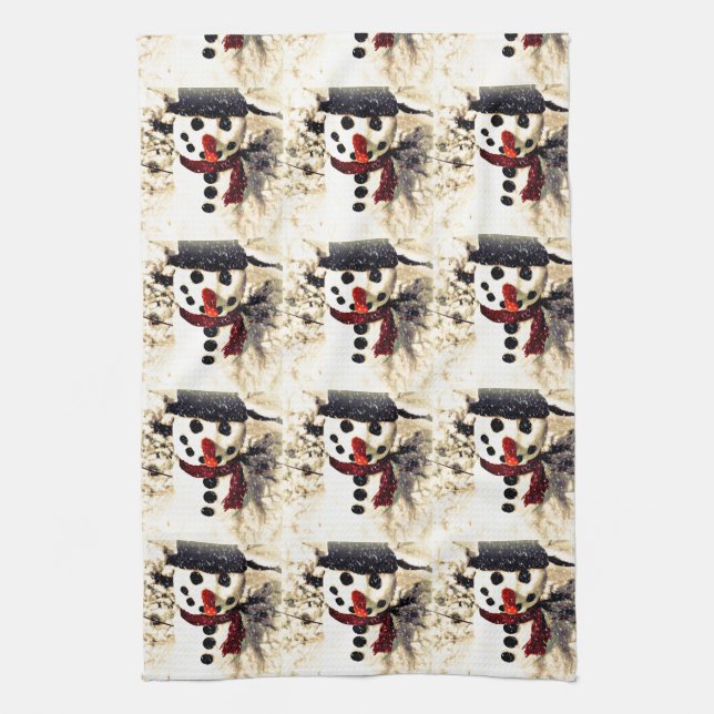 Paño De Cocina Vacaciones que dejen que nieve Adorable Snowman (Vertical)