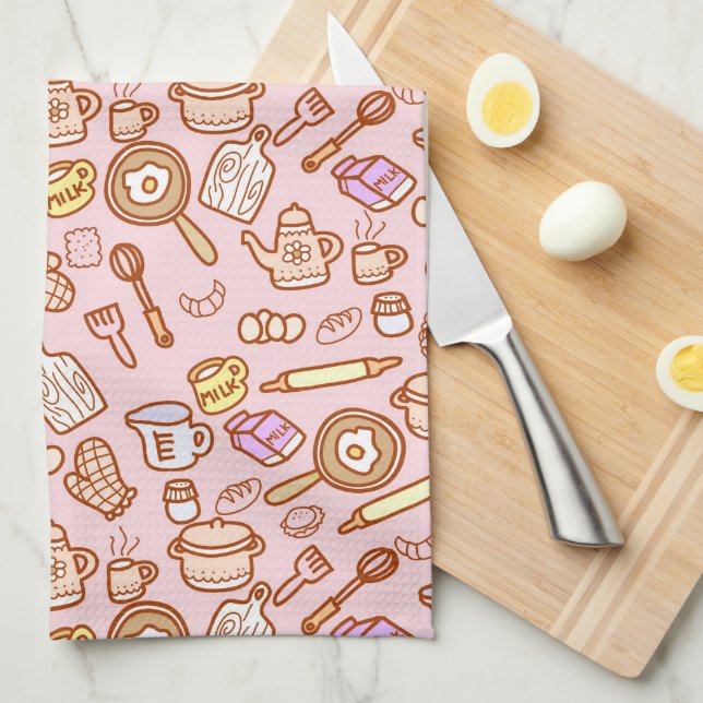 Paño De Cocina Vajilla de Cocina Rosa Linda (Doblado Cuarto)