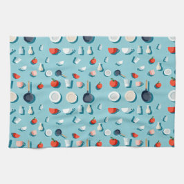 Paño De Cocina Vajilla de cocina y tazas y tomates rojos brillant