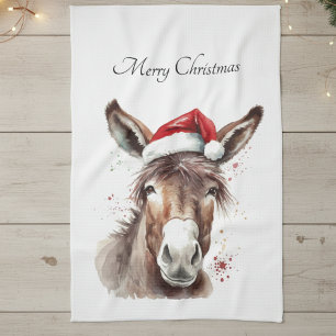 Paño De Cocina Vajilla de Navidad para Granja con Burro