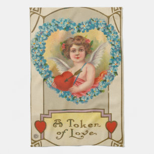 Paño De Cocina Valentín antiguo, Stecher Litho Company, ca. 1910