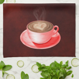Paño De Cocina Valentine Cappuccino Art Heart