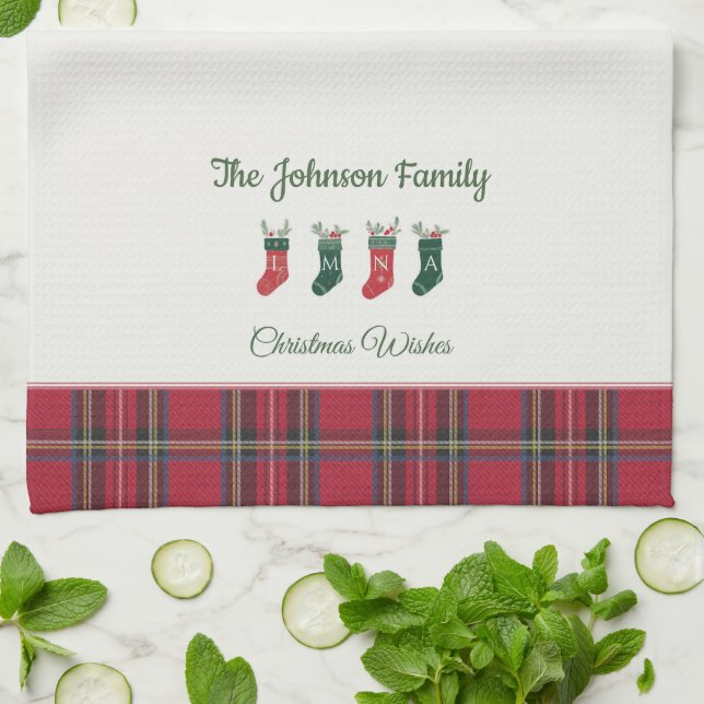Paño De Cocina Valores personalizados con Navidades de monogramas (Doblado)