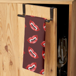 Paño De Cocina Vampiro Rojo Lipas Vampiro Patrón Boca Halloween