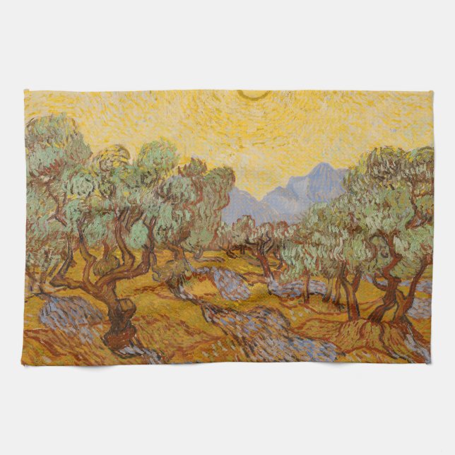 Paño De Cocina Van Gogh Olive Trees cielo amarillo (Horizontal)