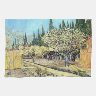 Paño De Cocina Van Gogh Orchard en flor, bordeado de cipreses