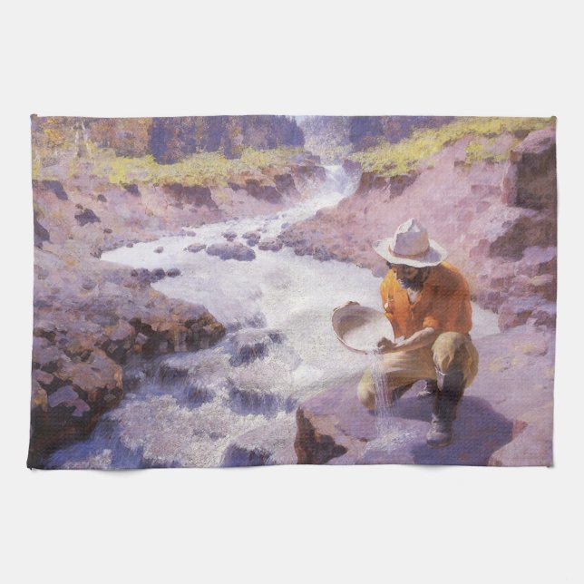 Paño De Cocina Vaqueiro Antiguo, Cata de Oro, Wyoming por Leigh (Horizontal)