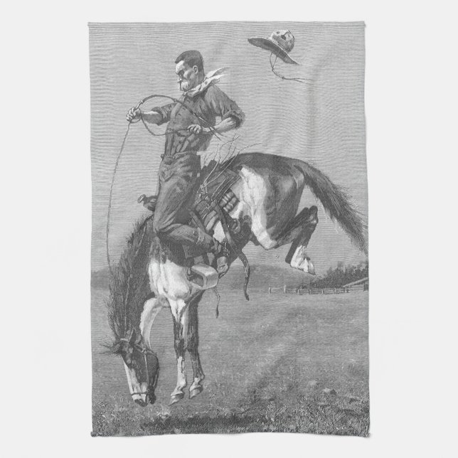 Paño De Cocina Vaqueiros de Rodeo Antiguos, Potro Salvaje de Remi (Vertical)