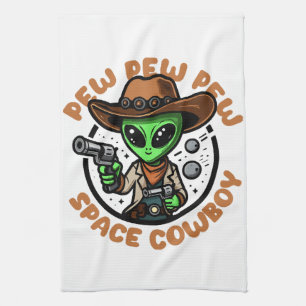 Paño De Cocina Vaquero Espacial Alien Divertido